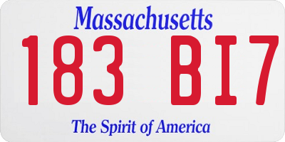 MA license plate 183BI7