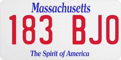 MA license plate 183BJ0