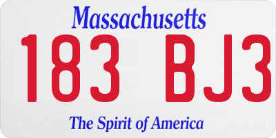 MA license plate 183BJ3