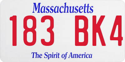 MA license plate 183BK4