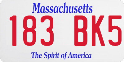MA license plate 183BK5