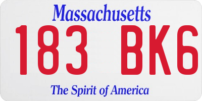 MA license plate 183BK6