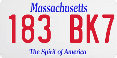 MA license plate 183BK7