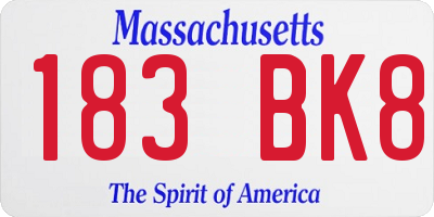 MA license plate 183BK8