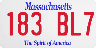 MA license plate 183BL7