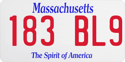 MA license plate 183BL9