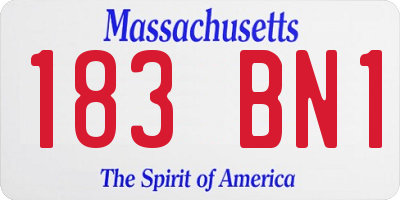 MA license plate 183BN1