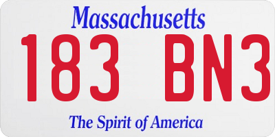 MA license plate 183BN3