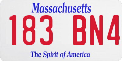 MA license plate 183BN4