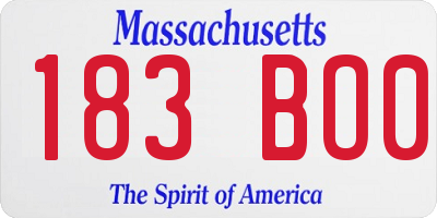MA license plate 183BO0