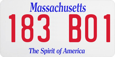 MA license plate 183BO1
