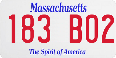MA license plate 183BO2