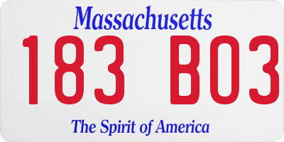 MA license plate 183BO3