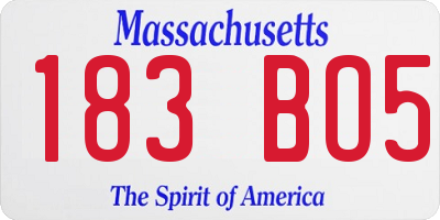 MA license plate 183BO5