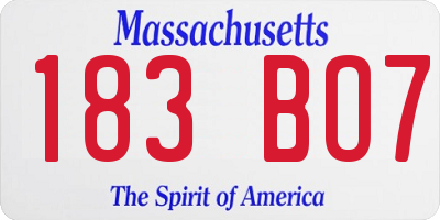 MA license plate 183BO7