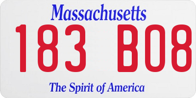 MA license plate 183BO8
