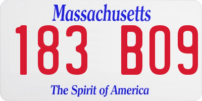 MA license plate 183BO9