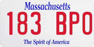 MA license plate 183BP0
