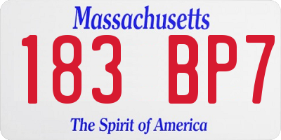 MA license plate 183BP7