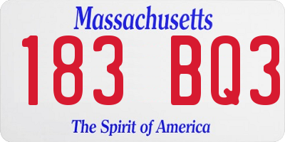 MA license plate 183BQ3