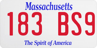 MA license plate 183BS9