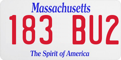 MA license plate 183BU2
