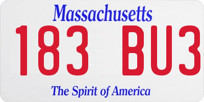 MA license plate 183BU3