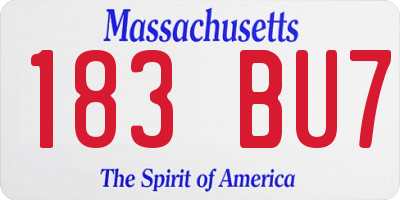 MA license plate 183BU7