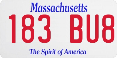 MA license plate 183BU8