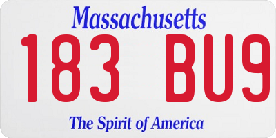 MA license plate 183BU9