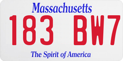 MA license plate 183BW7