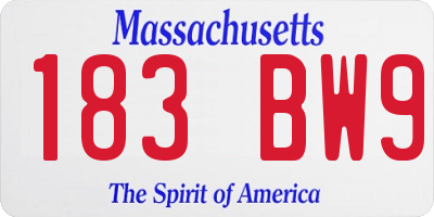 MA license plate 183BW9