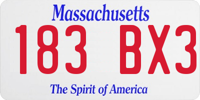 MA license plate 183BX3