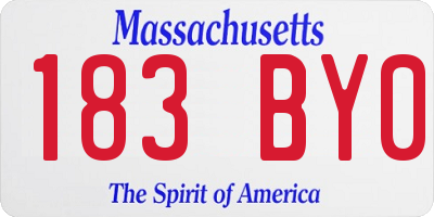 MA license plate 183BY0
