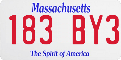 MA license plate 183BY3