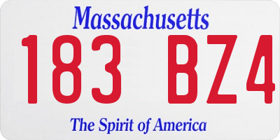 MA license plate 183BZ4