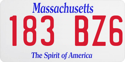 MA license plate 183BZ6