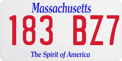 MA license plate 183BZ7