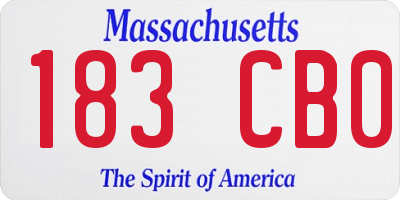 MA license plate 183CB0