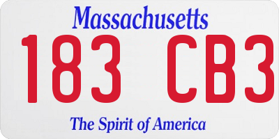 MA license plate 183CB3