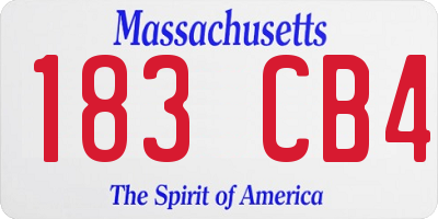 MA license plate 183CB4