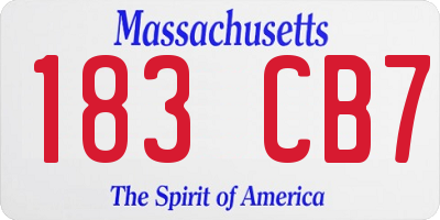 MA license plate 183CB7