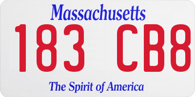 MA license plate 183CB8