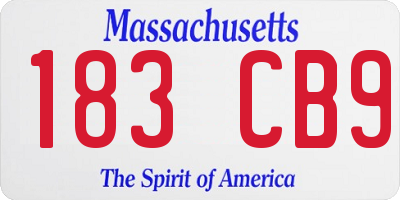 MA license plate 183CB9