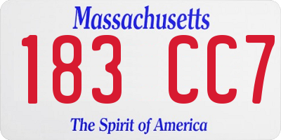 MA license plate 183CC7