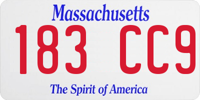 MA license plate 183CC9