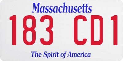 MA license plate 183CD1