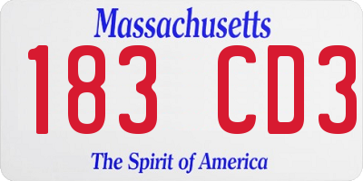 MA license plate 183CD3