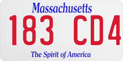 MA license plate 183CD4
