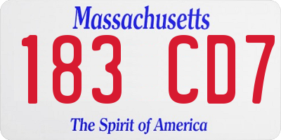 MA license plate 183CD7